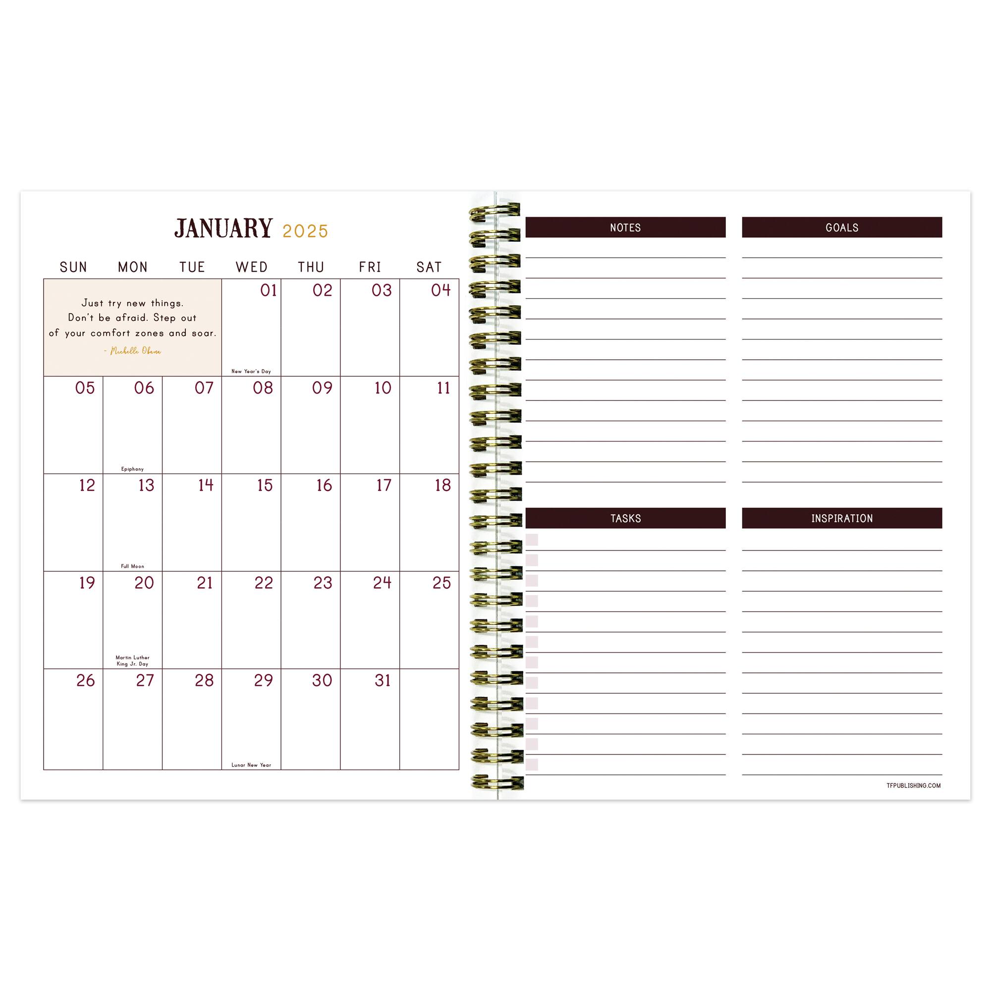 TF Publishing 2025 Medium Emerald Edition Weekly Monthly Spiral Planner
